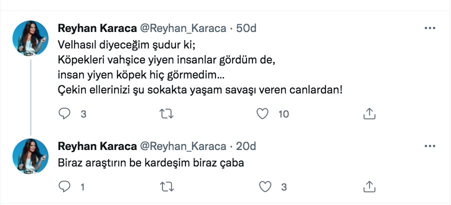 reyhan karaca dan olay sokak hayvanlari paylasimi